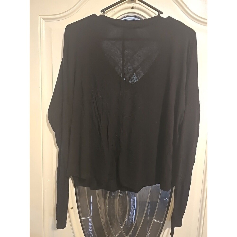Double Zero Shirt Womens Spicy Small Black Long Sleeve Crop Top Soft - Picture 3 of 6